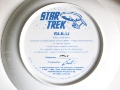 Star Trek Mr. Sulu Limited Edition Collector's Plate - 1984 - New In Box!!