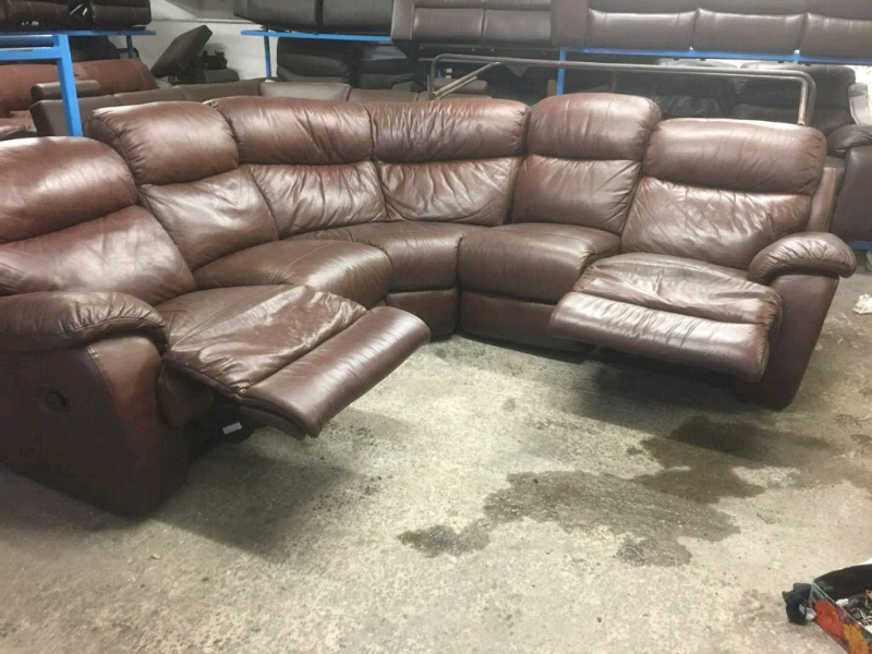 Brown leather reclining corner sofa in Rochdale, Manchester Gumtree
