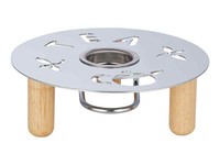 Cha Cult Stövchen Tea Teewärmer Teelicht Teekanne Metall Holz Ø 17 cm silber