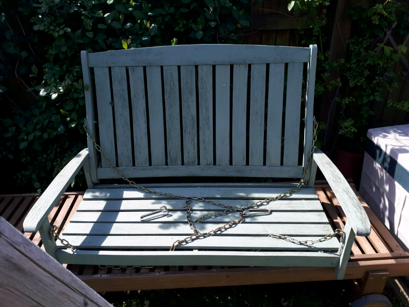 Wooden Swing Bench Seat Hanging With Chains In Sturminster