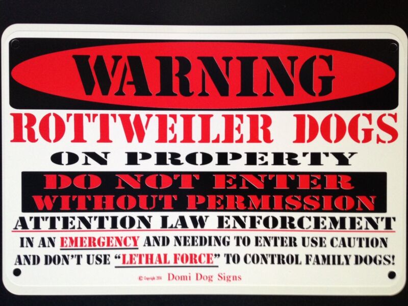 Metal Warning Rottweiler Dogs Sign For FENCE ,Beware Of Dog 8"x12"