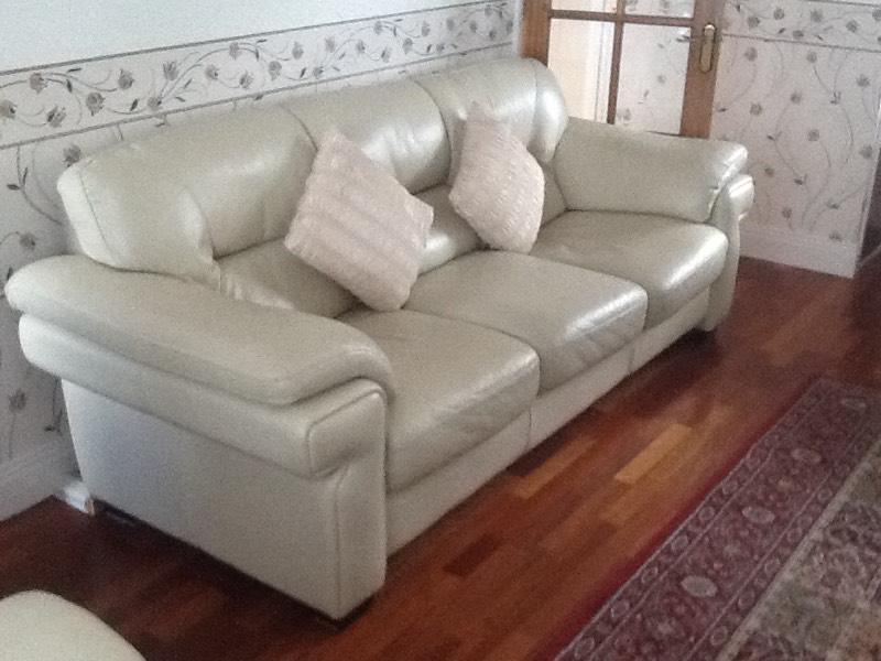 3+1+1 Cream Leather Suite in Dundonald, Belfast Gumtree