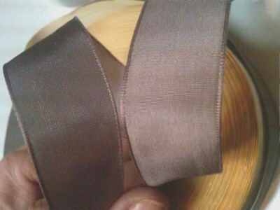 vintage french ribbon 7/8'' acetate taupe brown 1yd made in France