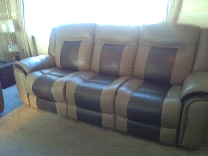 SCS reclining genuine leather 3 and 2 seater sofas in Wigston