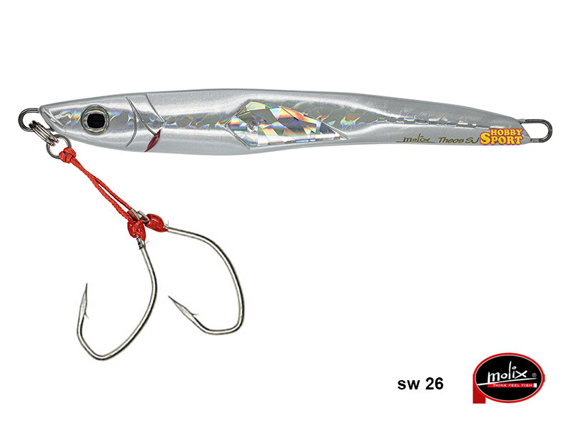 MOLIX THEOS SHORE JIGGING 60 GR COL  SW26 CRAZY WHITE  2 ASSIST HOOK PESCA MARE