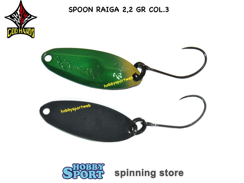 GOD HANDS RAIGA  2,2 GR COL. 3 CHART GREEN BLACK SPOON  AREA TROUT SPINNING