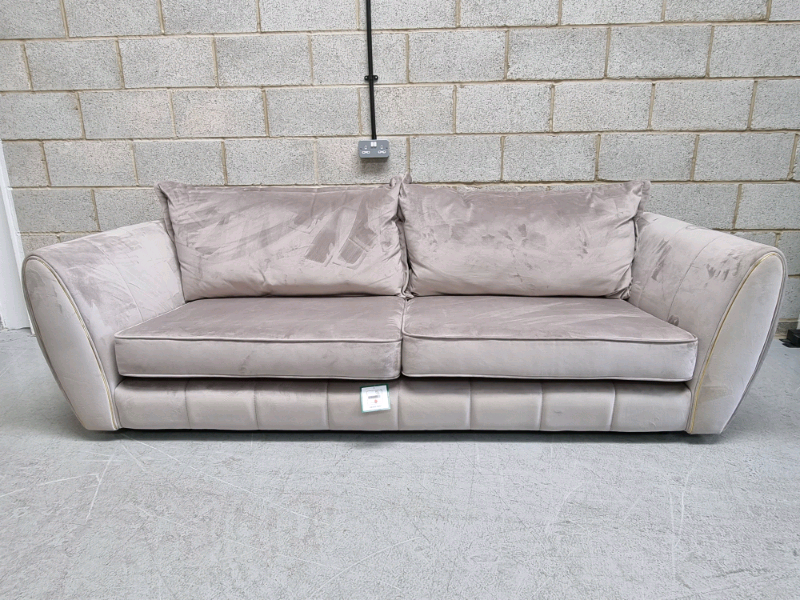 Sofology Gabrielle Art Deco Plush Pebble Velvet Large 4 Seater Sofa