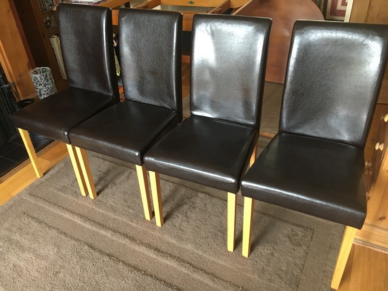 Faux leather dining chairs x 4 great condition in Long Eaton