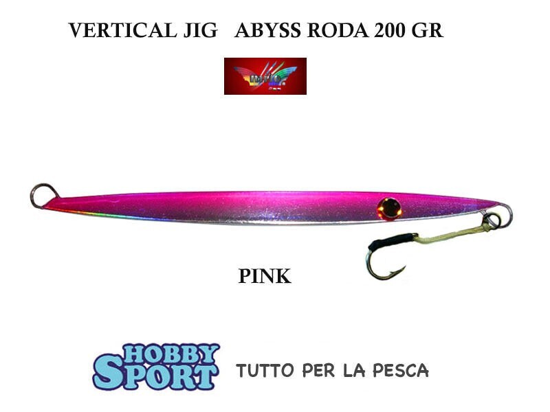 2 VERTICAL JIG MILO RODA 200 GR  PINK CON ASSIST HOOK CM 23 PESCA BARCA RICCIOLA