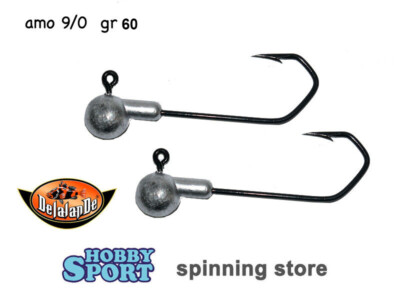 JIG HEAD 60 GR  HOOK 9/0  DELALANDE TESTINA PIOMBATA  X SILURO CONF 2 PEZZI