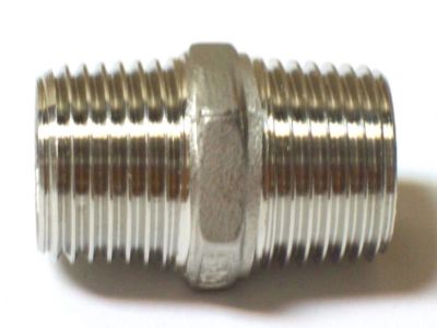 1/8'' Male NPT x 1/8'' Male NPT Hex Nipple 316 Stainless Steel HN201001316