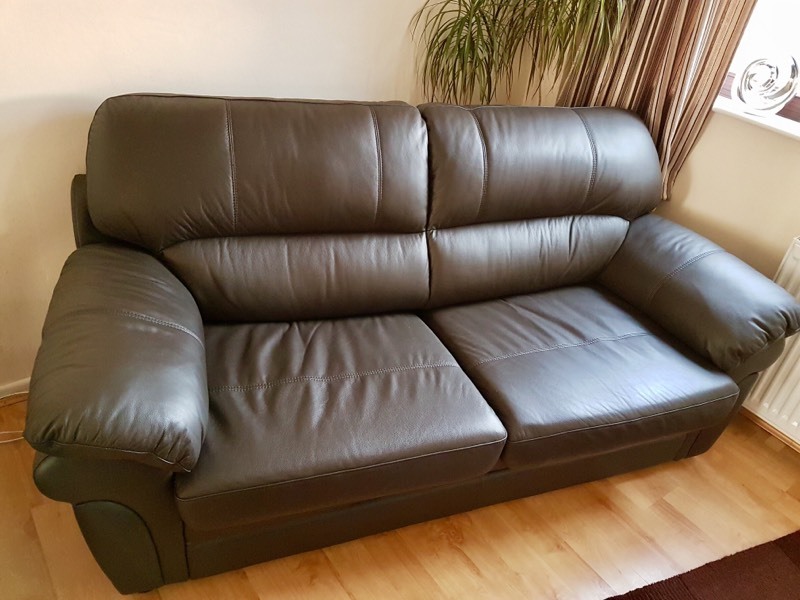 Brown Leather Metal Action Double Sofa Bed 100 Genuine Leather in