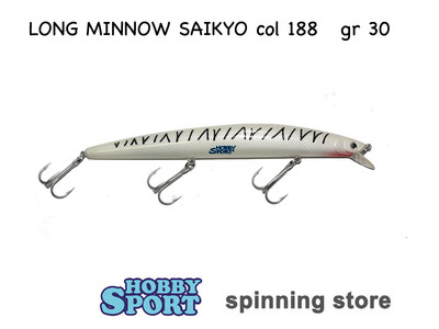 SAIKYO 175 AKAMI COL 188 ZEBRA  30 GR LONG MINNOW TIPO MOMMOTTI 539173 SPINNING