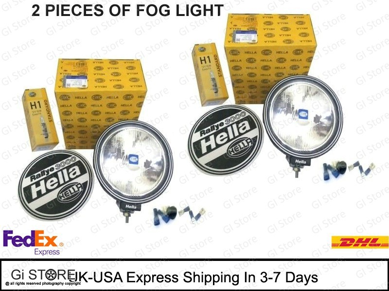 2x Hella Rallye 3000 FF Driving Spot Lamp 12v/24v Adjustable Mounting Bracket(U)