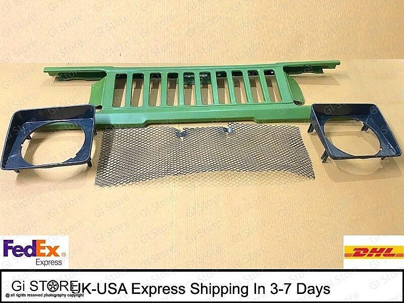 Suzuki Samurai SJ410 Front Grille with Mesh Bezel Green