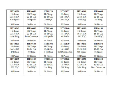 1200 Piece High Temperature Non-Insulated Wire Terminal Connector Assortment Kit
