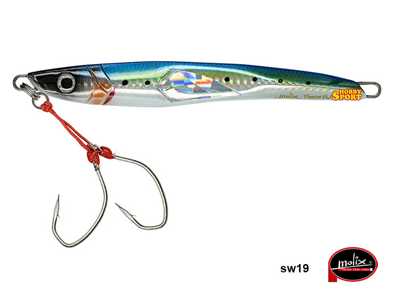 MOLIX THEOS SHORE JIGGING 60 GR COL  SW 19 REAL SARDA  2 ASSIST HOOK PESCA MARE