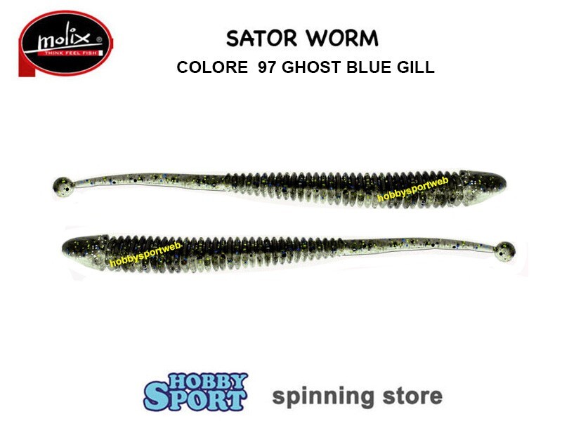 MOLIX SATOR WORM 5" COL 97 GHOST GILL ESCHE SILICONICHE SPINNING BLACK BASS 8 PZ