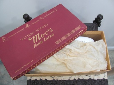 DEADSTOCK Vtg 1950s GUILD Indian-Western Style MOCASSINS BEADED KACHINA Sz-7.5