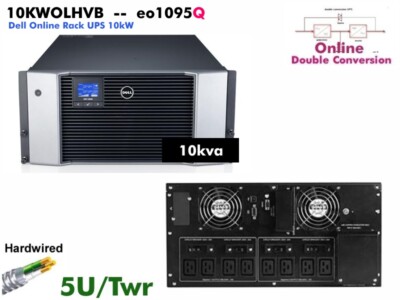 eo1095Q~ Dell LCD Online UPS 10000va 10kW -J101N - 10KWMRS 208v 230v #NewBatts