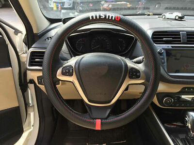 1Pcs Nismo Best Embroider Car Steering Wheel Cover Black Carbon Fiber For (Best Car Steering Wheel)