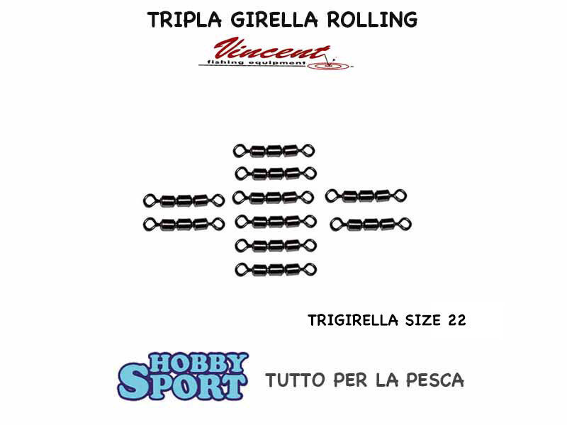 TRIPLA GIRELLA ROLLING  SIZE 22 TEST 4 KG  COMPETIZIONE TROTA LAGO 2 CONF DA 10