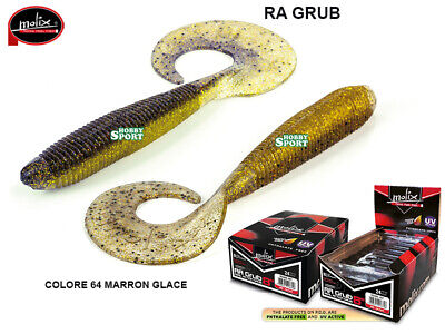 SET 3 PZ MOLIX  RA GRUB 8" COLORE 64 MARRON GLACE' SOFT BAIT X LUCCIO CONF SFUSA