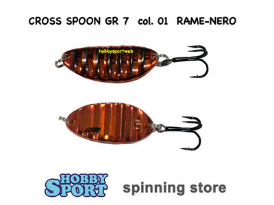 CROSS TROUT SPOON RAPTOR 7 GR COL. 01  COPPER - BLACK (RAME NERO) SPINNING TROTA