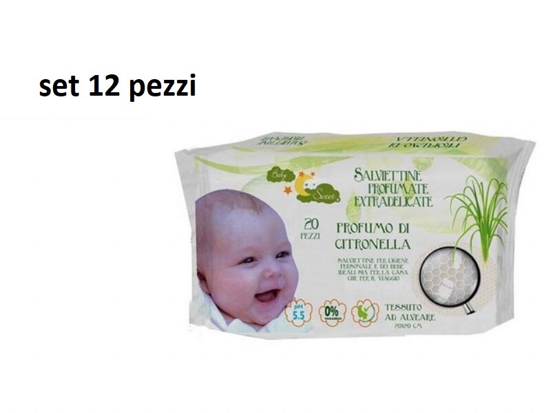 12 Confezioni 20 Salviette Salviettine Profumate Alla Citronella Delicate dfh