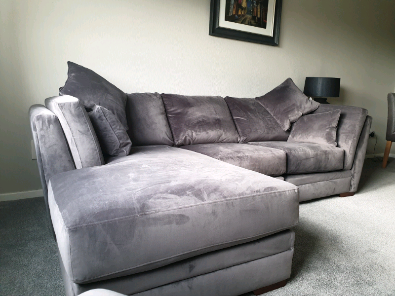 Charcoal grey velour sofa dfs in East Kilbride, Glasgow Gumtree
