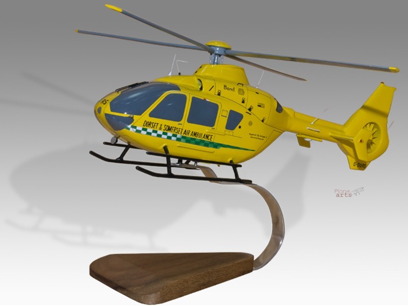 Airbus Eurocopter EC135 Dorset and Somerset Ambulance Desk Wood Model Small 1/48