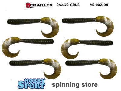 HERAKLES RAZOR GRUB 4,5" COL. 08 GREEN WATER SPINNING X BLACK BASS AHRKCU08