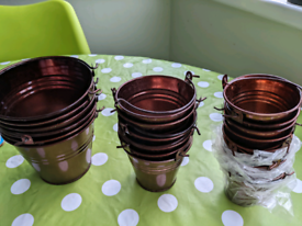 Dark copper / bronze small pails x 20 total