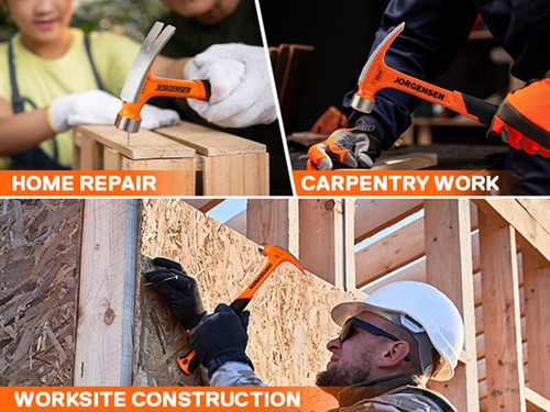 Jorgensen Framing Hammer 20oz Straight Rip Claw Hammer With Shock Reduction Grip