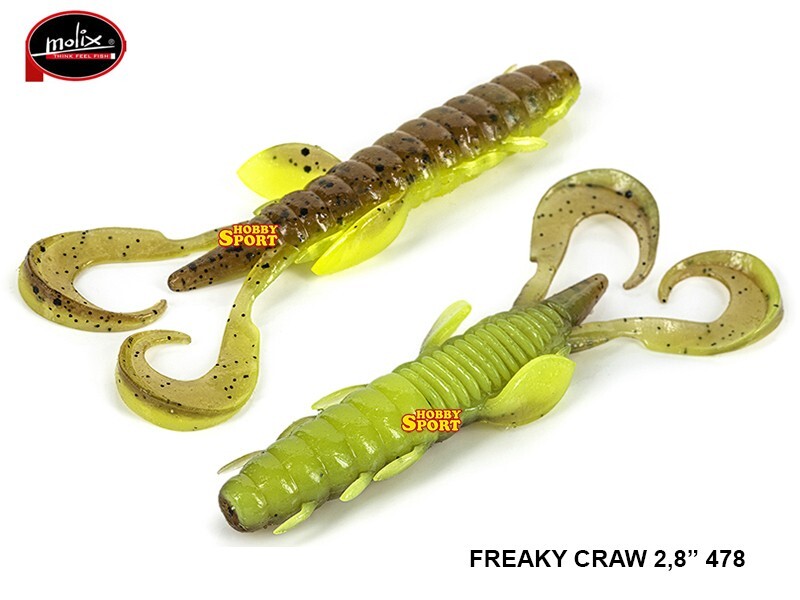 FREAKY CRAW 2,8" MOLIX COLORE 478 UV BROWN CREAM PEPPER PESCA BLACK BASS LAGO