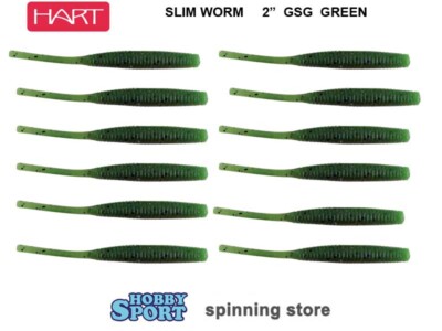 HART SLIM WORM  RSF COL GSG  GREEN GLOW SILICONICO mm 50 ROCK FISHING SPINNING