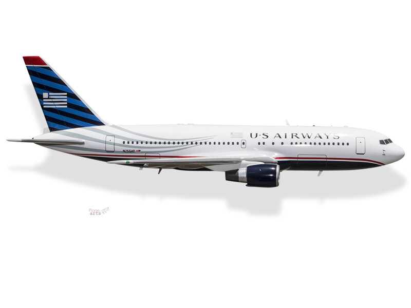 Boeing 767-200ER US Airways Solid Kiln Dry Mahogany Wood Handmade Desktop Model