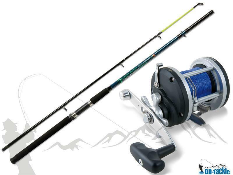 Top Norwegen Angelset Boot Hochsee Rute -500g + Multirolle + geflochtene Schnur