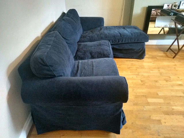 Ektorp Ikea Chaise Sofa Rhs In Navy Corduroy Blue Removable