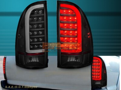 FIT FOR 2005-2015 TOYOTA TACOMA BLACK SMOKE C-BAR LED  TAIL LIGHTS NEW PAIR