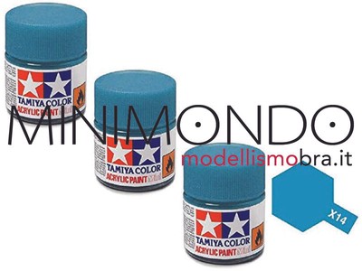 SET 3 PZ TAMIYA VERNICE ACRILICA SKY BLUE LUCIDO X14 10 ml 81514 BLU