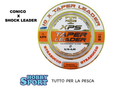 FILO CONICO XPS TAPER LEADER 0,18 - 0,40 NEUTRO SURFCASTING TRABUCCO 10 X 15 MT