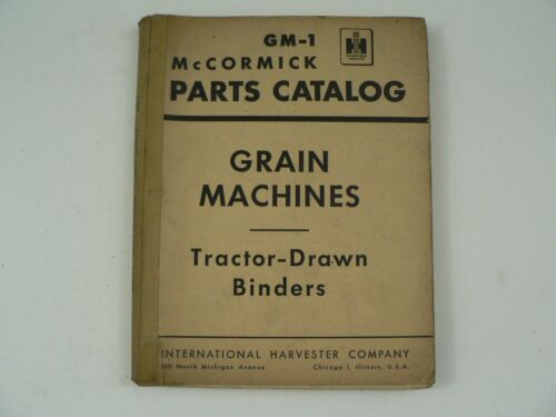 McCormick Parts Catalog International Harvester GM-1 Grain Machines 1954