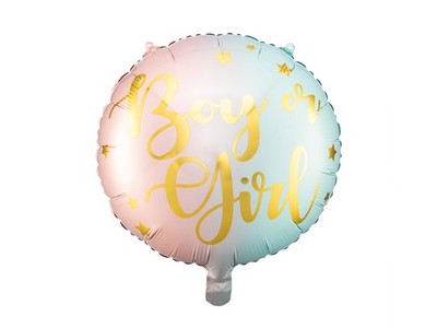 Pallone mylar GENDER REVEAL BABY SHOWER - BOY or GIRL - 45cm gonfiabile ad elio