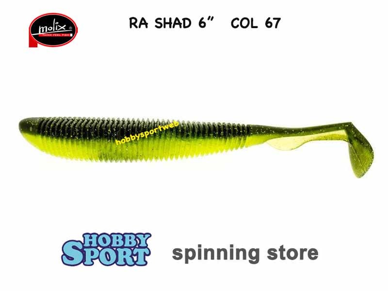 MOLIX 6" RA SHAD COLORE  67 WATERMELON GOLD CHART CONF 4 PZ SPINNING LUCCIO