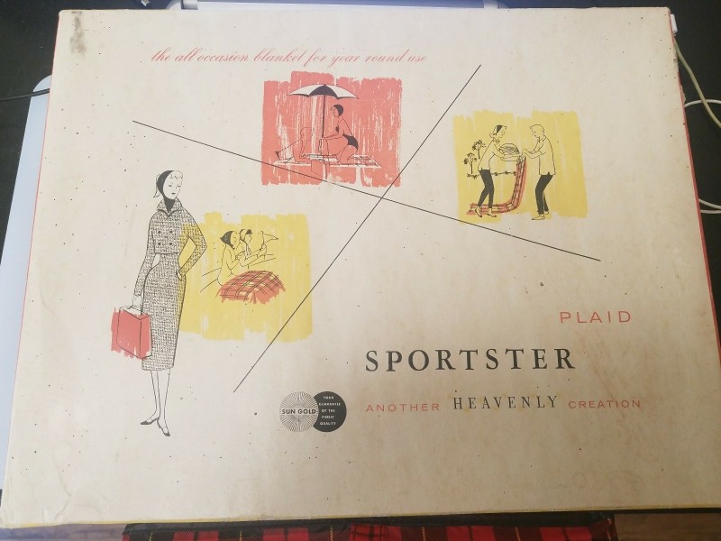 Vintage Plaid Sportster Heavenly Blanket Throw Rayon Orlon - New Old Stock