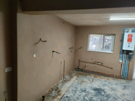 Skimming plastering tiling bathroom, kitchen 