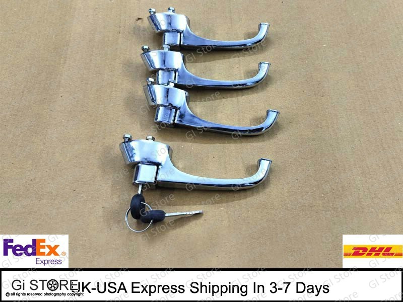 Morris Oxford Chrome Exterior Car Door Handle Set With Lockable Handle 4 Pc