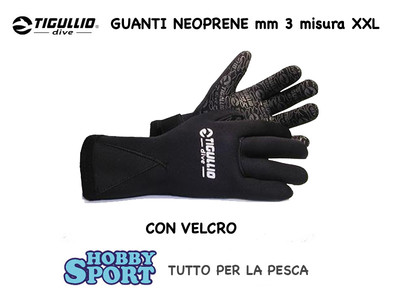 GUANTI SUB TIGULLIO 3 MM  MISURA XXL NEOPRENE POLSINO CON VELCRO