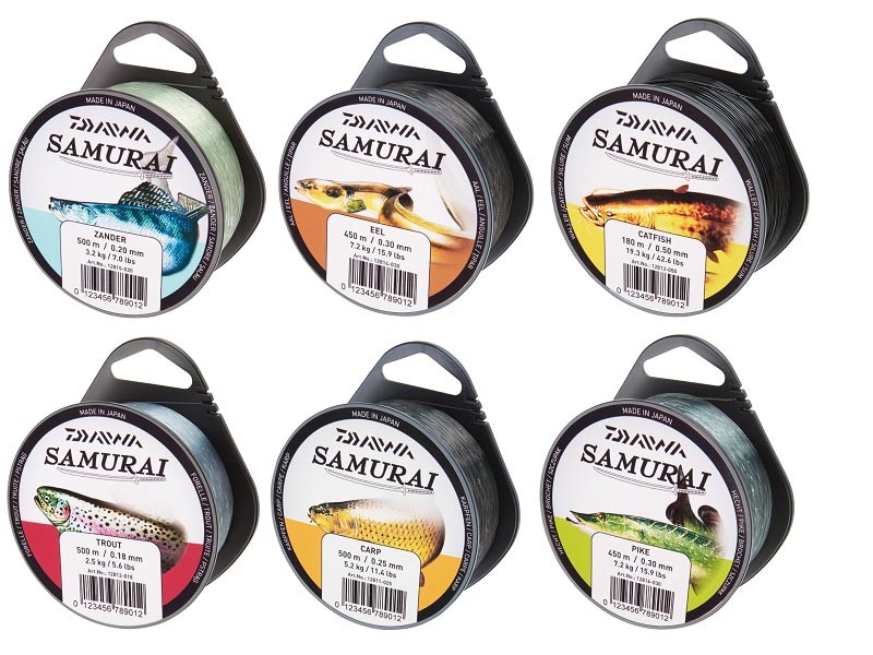Daiwa Samurai monofile Angelschnur Zander Forelle Aal Hecht Karpfen Waller alle